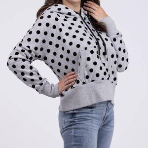 Wanakome Gray and Black Polka Dot Hoodie